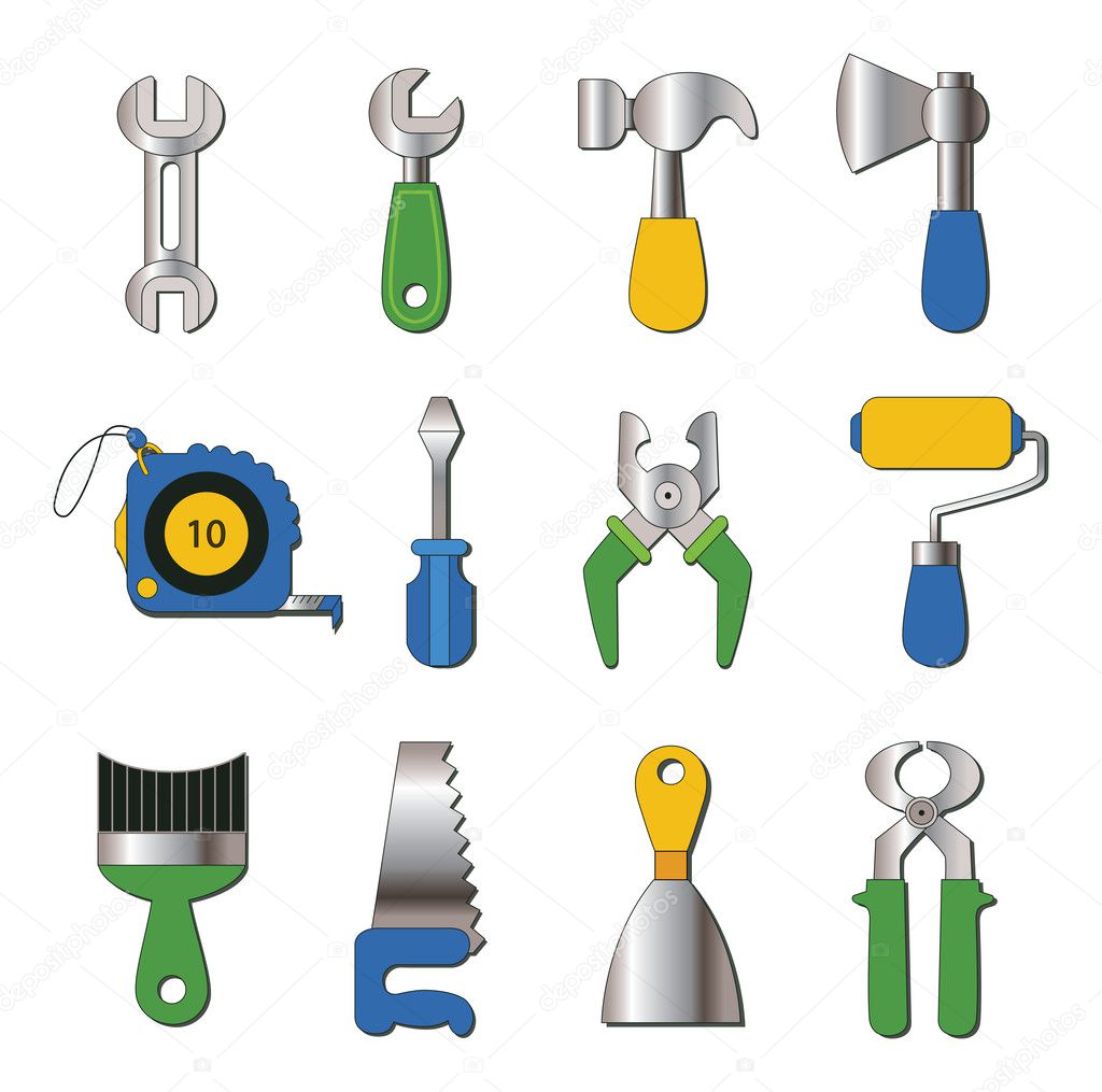 set of working tools icons