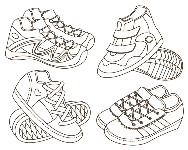 Conjunto de zapatos deportivos (ilustración vectorial ) — Vector de stock