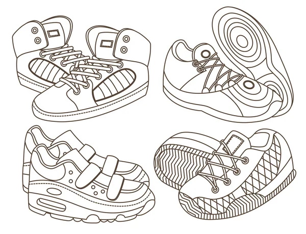 Conjunto de zapatos deportivos (ilustración vectorial ) — Vector de stock