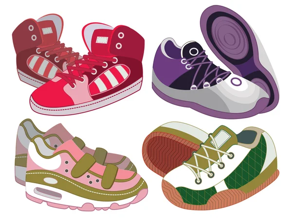 Conjunto de zapatos deportivos (ilustración vectorial ) — Vector de stock