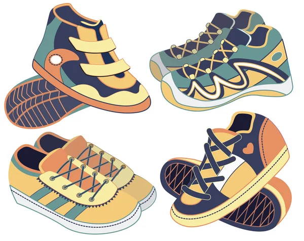 Conjunto de zapatos deportivos (ilustración vectorial ) — Vector de stock
