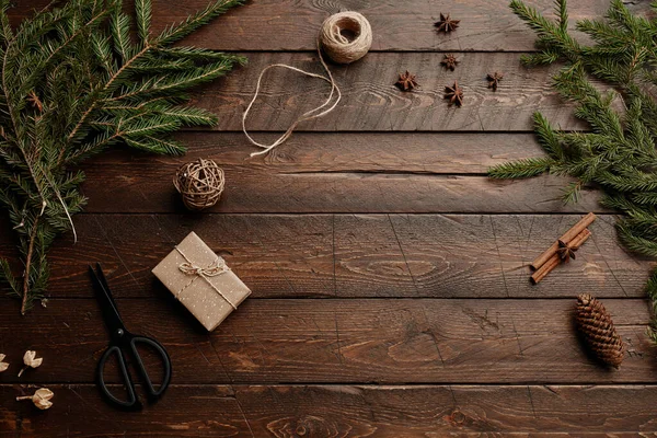 Ρουστίκ ξύλινο φόντο για τα Χριστούγεννα — Φωτογραφία Αρχείου