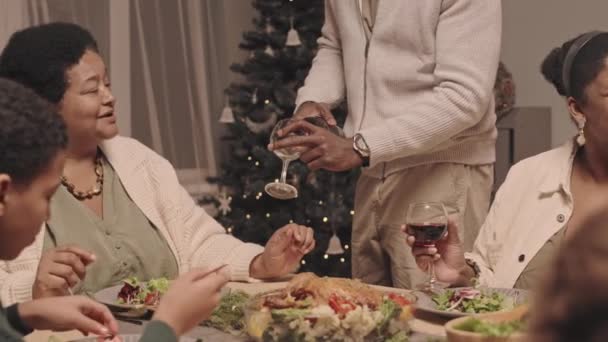 Moyen Long Homme Cultivé Versant Vin Rouge Aux Membres Famille — Video