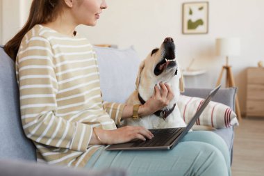 Köpekle Evden Çalışan Kadın