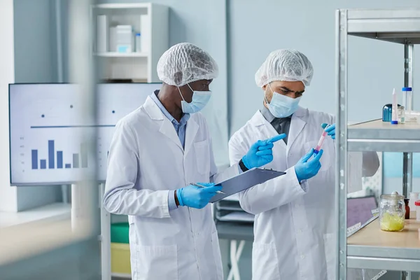 Scientists working with analysis in the lab — Stockfoto