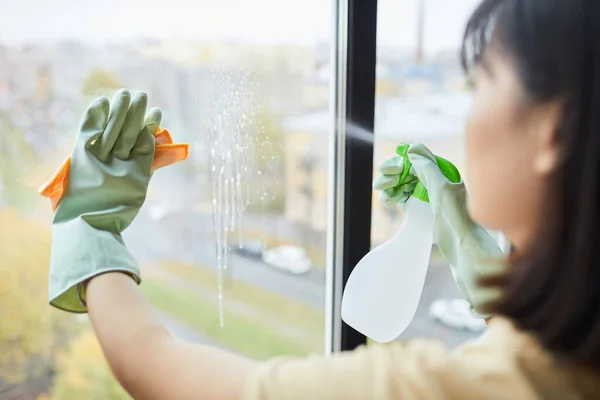 Woman Cleaning Windows — Stock Photo, Image