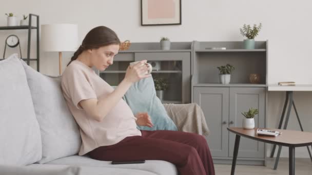 Střední Bodná Rána Pomalým Pohybem Mladé Krásné Kavkazské Těhotné Ženy — Stock video