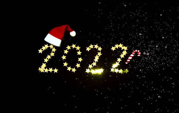 Festive Dark Background Gold Sparkles Digits 2022 New Year 2022 — Stock Photo, Image