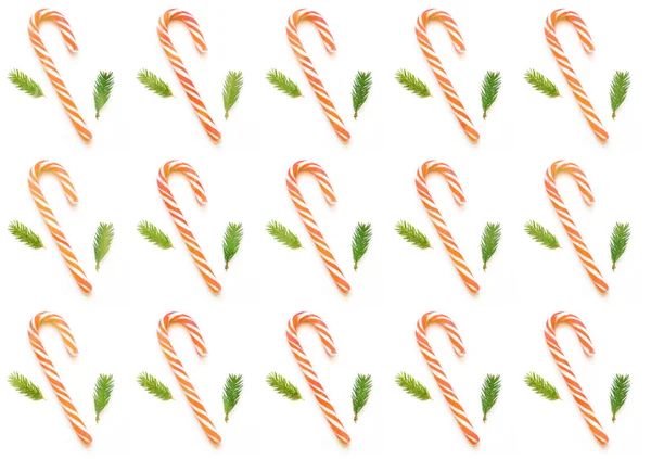 Christmas Pattern Candy Canes Light Background Creative Copy Space Seasonal — Stockfoto