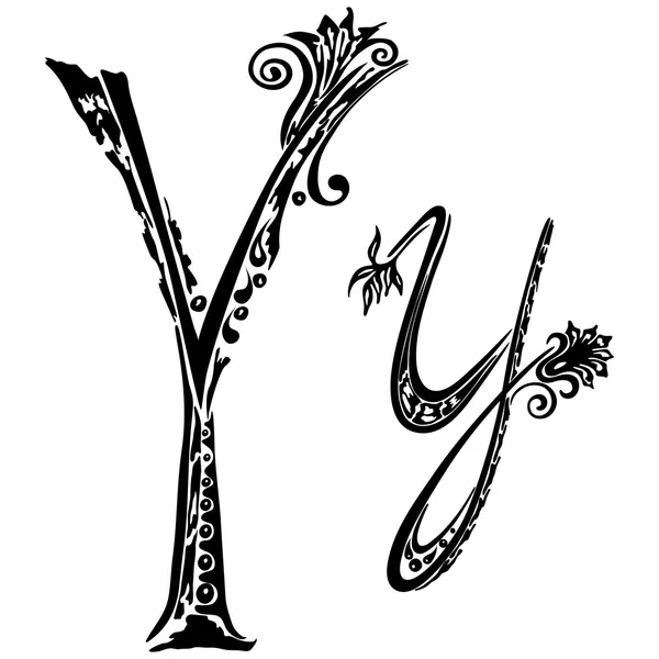 Mektup y yin soyut çiçek desenli beyaz bir arka plan stili — Stok Vektör