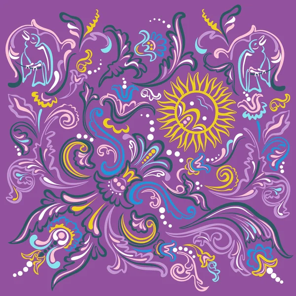 bir bahçe renk görüntüsü. Tasarım çiçekler, süs çiçek, kuşlar için öğeleri