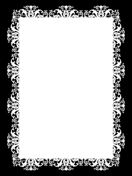 Marco vintage con adorno decorativo giratorio. Blanco y negro — Vector de stock