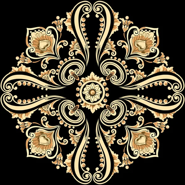 Motivo floral ornamental com elementos decorativos girando — Vetor de Stock