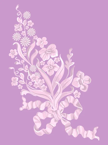 Bouquet de fleurs avec un arc, floristique — Image vectorielle