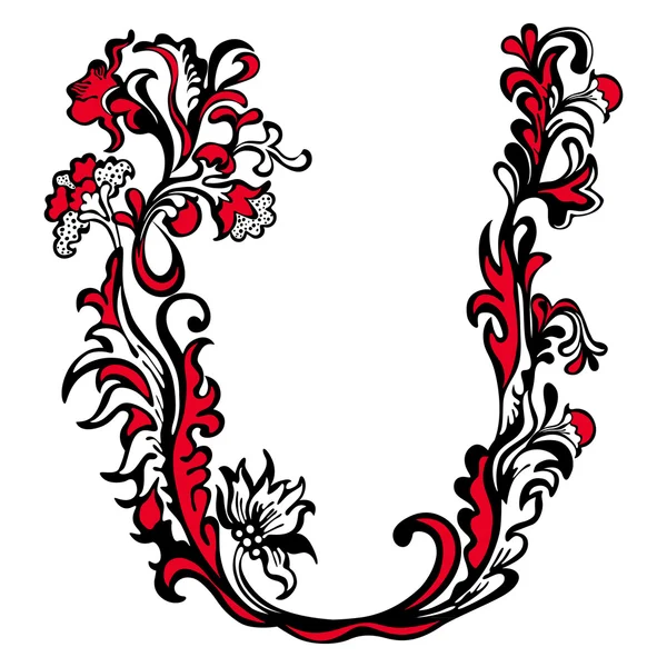 Lettre initiale U sur fond blanc . — Image vectorielle