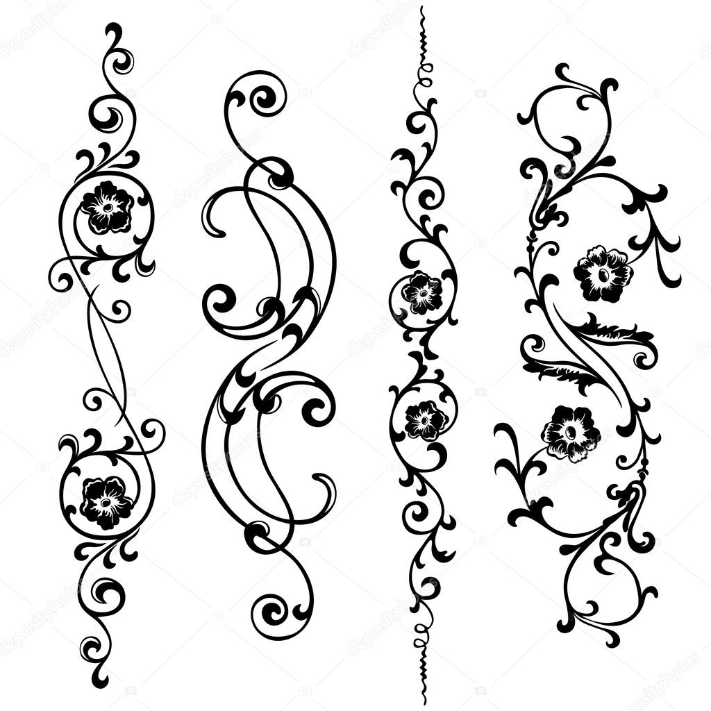 Vector set swirling elements for design flowers and ornaments floral