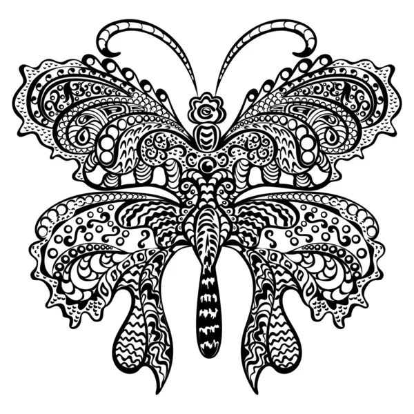 Mariposa con adorno decorativo giratorio . — Vector de stock