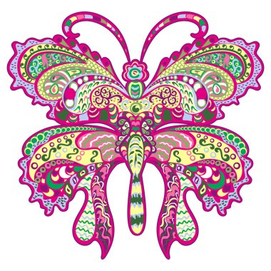 dönen Dekoratif süsleme ile renkli kelebek.