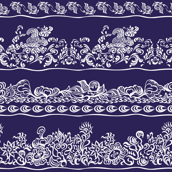 Design border, webbing, lace seamless pattern with swirling deco