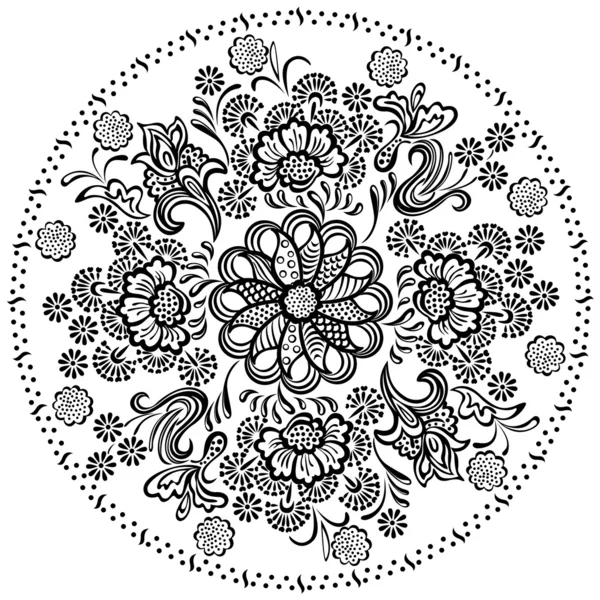 Mandala motif avec des éléments floraux décoratifs — Image vectorielle