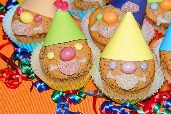 Homemade funny clown muffins — Stock Photo, Image