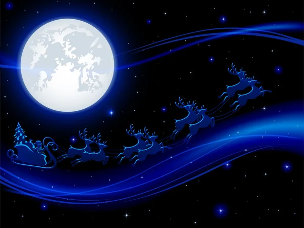 Weihnachtsmann und Mond — Stockvektor