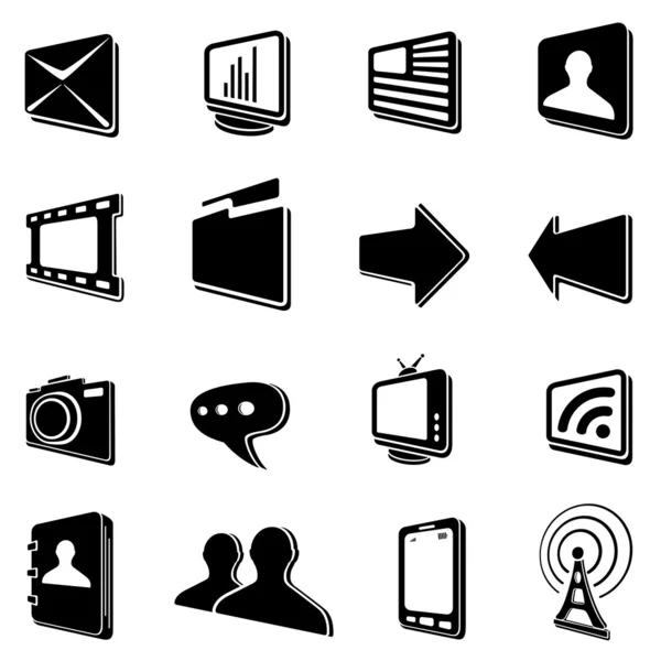 Black communication icons — Stock Vector