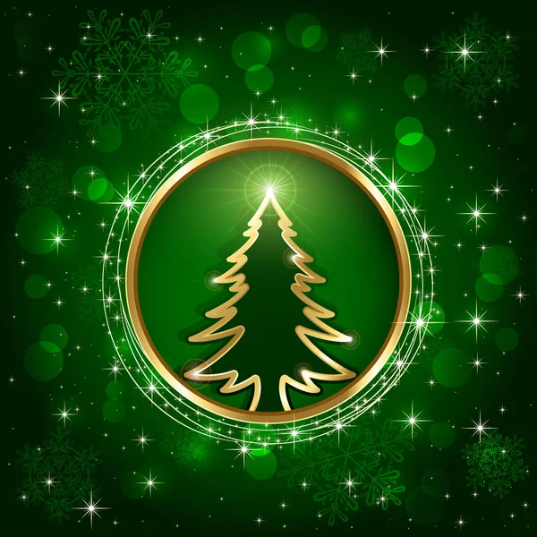 Christmas tree on green background — Stock Vector