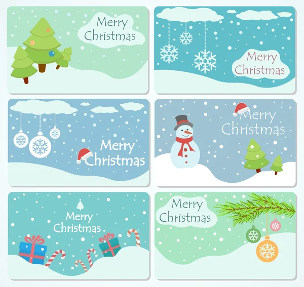 Ensemble de cartes de Noël — Image vectorielle