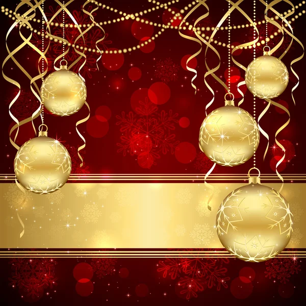 Decorazione natalizia con palle d'oro — Vettoriale Stock