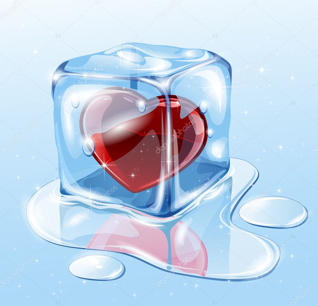 Ice cube with heart