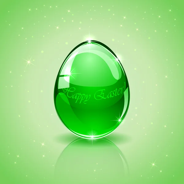 Glas easter egg op groene achtergrond — Stockvector