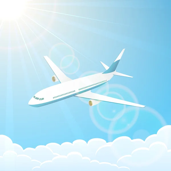 Avión en el cielo — Vector de stock