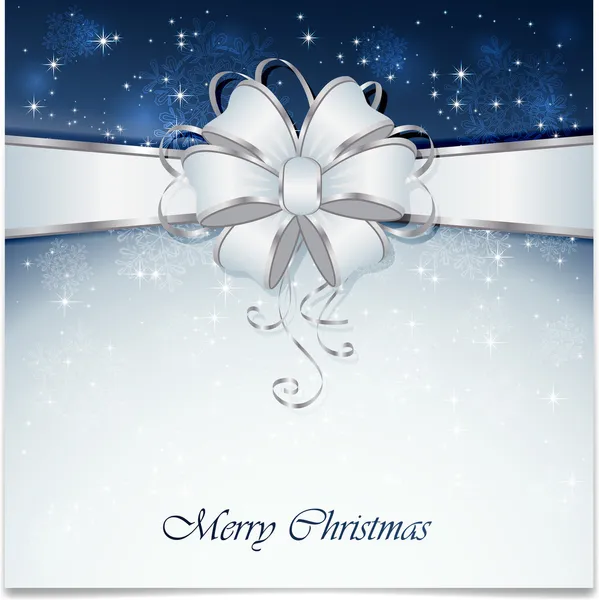 弓で青いクリスマス背景 — ストックベクタ