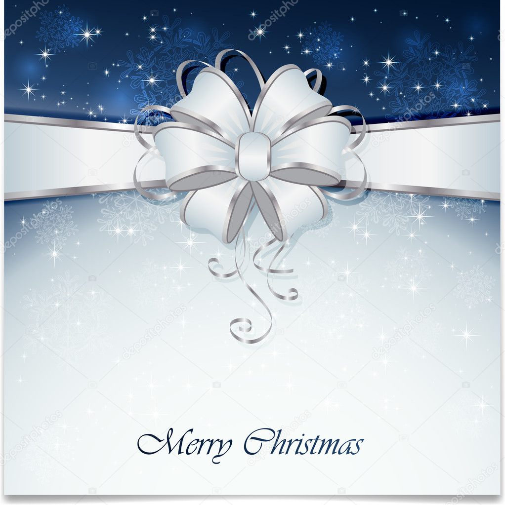 Blue Christmas background with bow