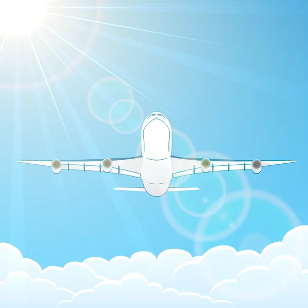 Plane over clouds — Stock Vector