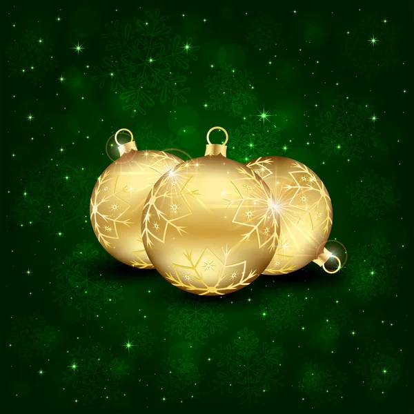 Tres bolas de oro de Navidad — Vector de stock