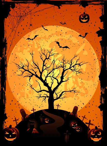 Cadılar Bayramı arka plan ağaç — Stok Vektör