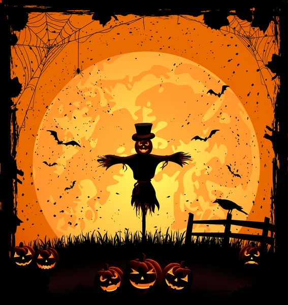 Halloween fond avec épouvantail — Image vectorielle