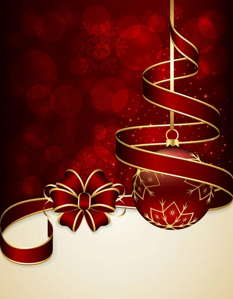 Ruban rouge et boule de Noël — Image vectorielle