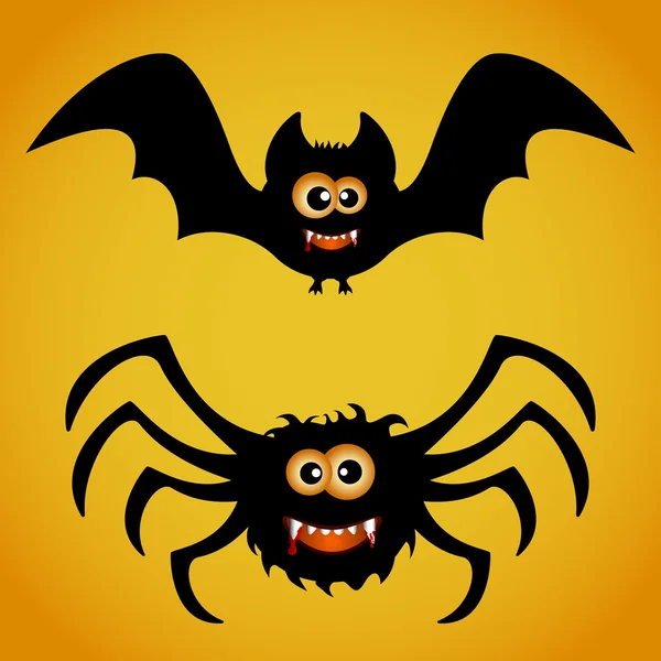 Νυχτερίδα και αράχνη — Διανυσματικό Αρχείο