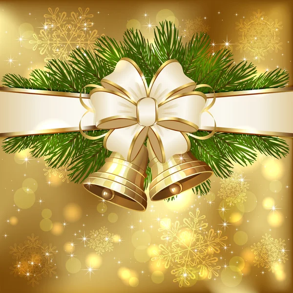 小ぎれいなな枝とクリスマスの鐘 — ストックベクタ