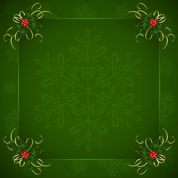 Fondo de Navidad verde con bayas de acebo — Archivo Imágenes Vectoriales