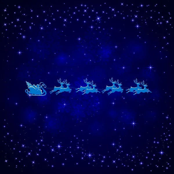 Babbo Natale e stelle su sfondo blu — Vettoriale Stock
