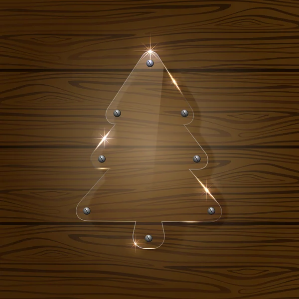 Árbol de Navidad sobre fondo de madera — Vector de stock