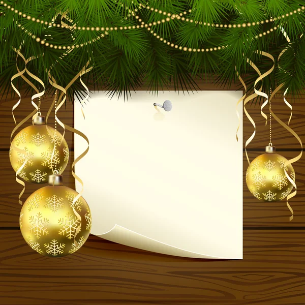 Bolas de Natal e papel — Vetor de Stock