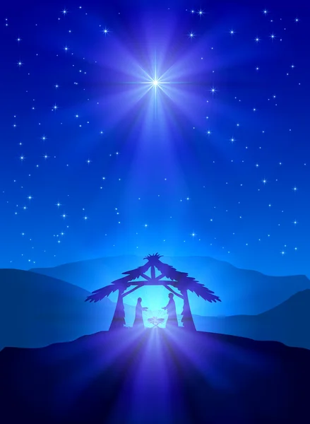 Christian Christmas night — Stockvector