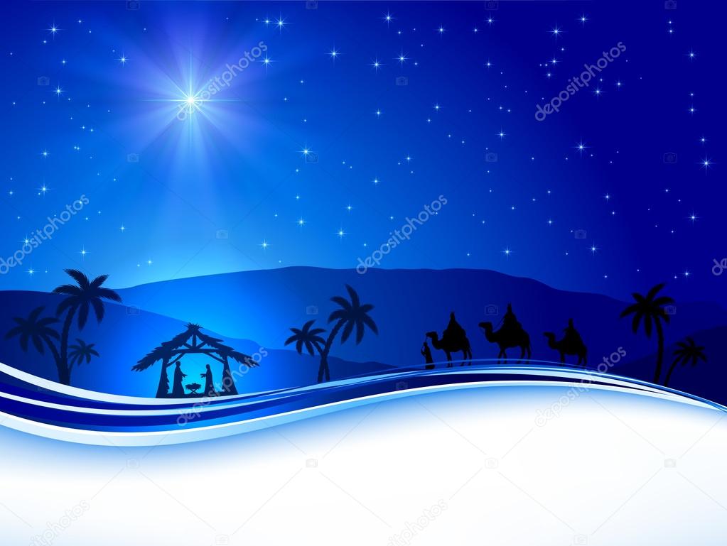 Christmas scene on sky background