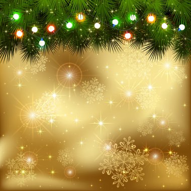 altın arka plan üzerinde Noel çelenk