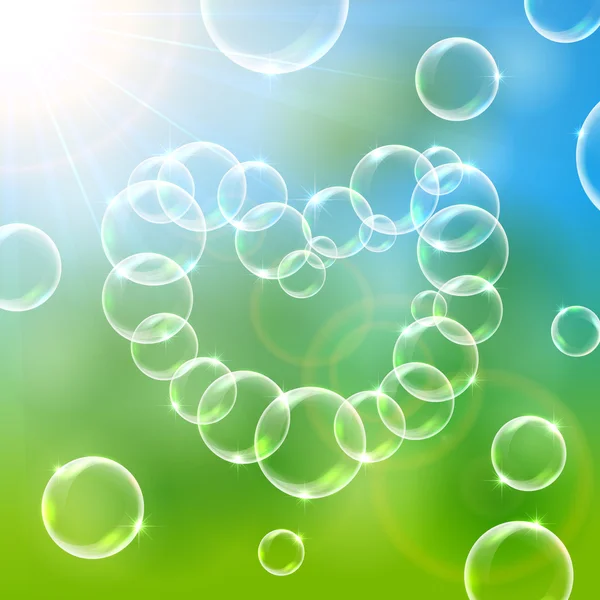 Hjärtat från bubblan i himlen — Stock vektor